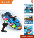 All Ages RC Boat with Rechargeable Battery & Colorful LED Lights - Outdoor Fun