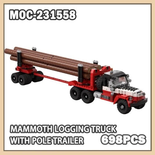 Mammoth Logging Truck with Pole Trailer 698PCS Building Block Model Brick Urban