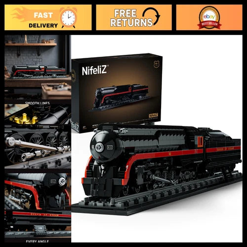 Steam Locomotive Building Set - Trains Series Model Kit for Kids & Adults