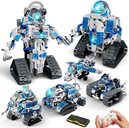 6 in 1 STEM Robot Building Kit, 780 PCS APP & Remote Control Space Robot Toys