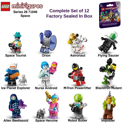 Complete Set of (12) MEOW Series 26 Space Minifigures 71046 New Sealed 2024