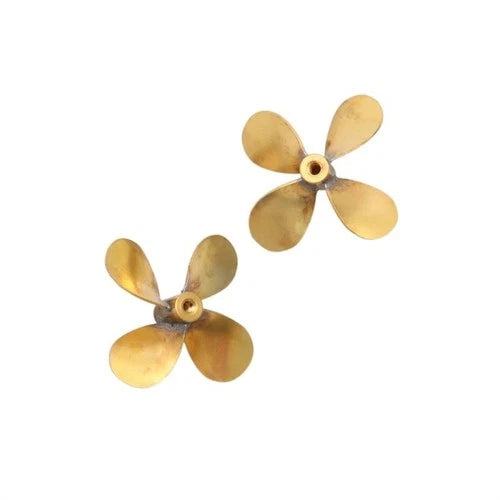 1 Pair 50mm 4-Blade M4 Bore Brass Propeller with M3 Screws for RC Boat LH/RH