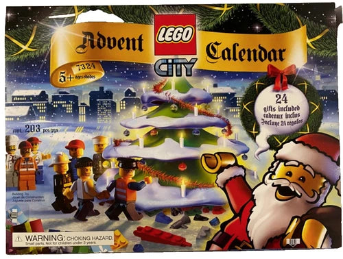 LEGO City Advent Calendar, 7324, 203 Pieces, 2005 Holiday Christmas Santa 9-Mini