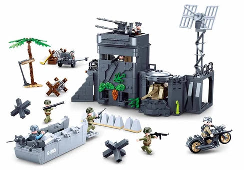 WWII D-Day Atlantic Wall Building Brick Kit 765 Pcs Military Toy Set Sluban