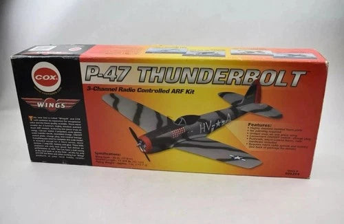 Rare VTG Cox Wings P-47 Thunderbolt 3-Channel RC Airplane ARF Kit 006204 Sealed