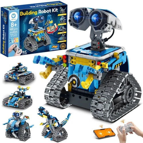 STEM Building Robot Kit with Remote Control - 5-in-1 Coding Toys for Ages 8-12,