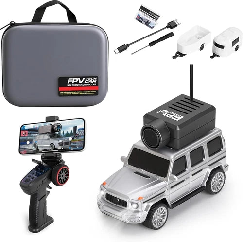 Wltoys 1:64 FPV RC Drift Car, 720P Wifi APP, 2.4Ghz Gyro (Silver)