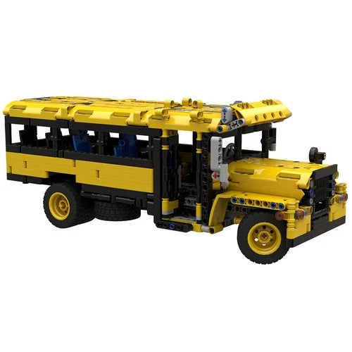 Old School Bus MOC Set 1104 Parts Display Building Model MOC-65658