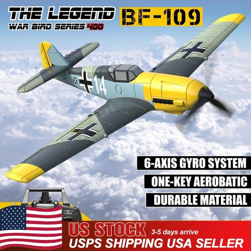 Volantex BF109 RC Plane 2.4G 4CH 6Axis Gyro 400mm Wingspan RTF Aerobatic Fighter