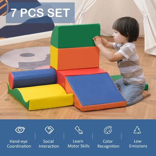 7 Piece Soft Play Blocks Toy Foam Building and Stacking Blocks for Kids