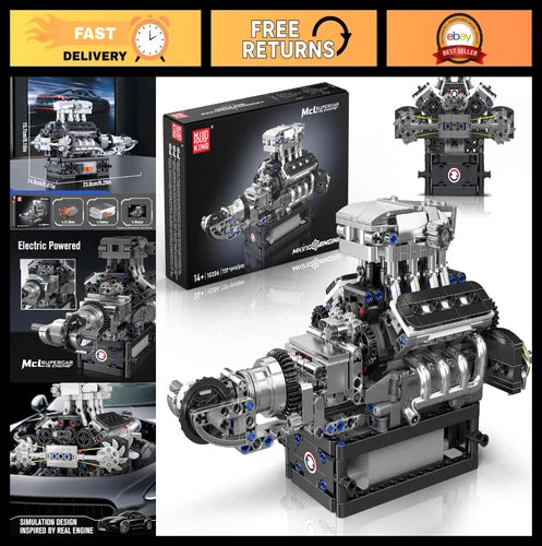 V8 Engine Model Kit - Build Your Own Combustion Car, STEM Toy for Teens & Adults