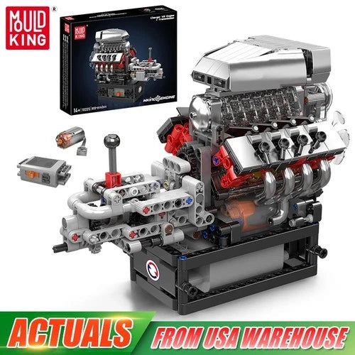 Mould King V8 Car Engine Building Block Set - Compatible - box packing