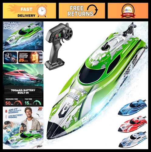 12" Remote Control Boat for Lakes & Pools - Fast RC Racing Boat, Waterproof Fun