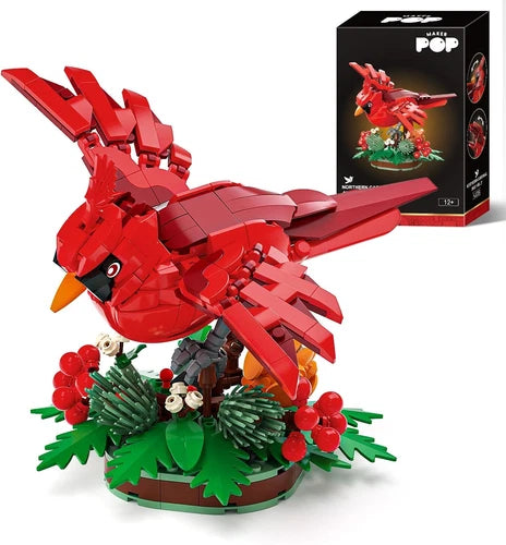 Northern Cardinal Birds Flower Building Blocks Set for Adult