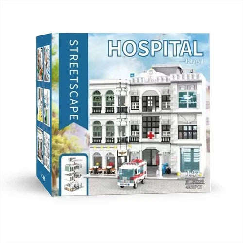 Modular City Hospital Street View MOC Building Blocks Set 4958 PCS 17 figures