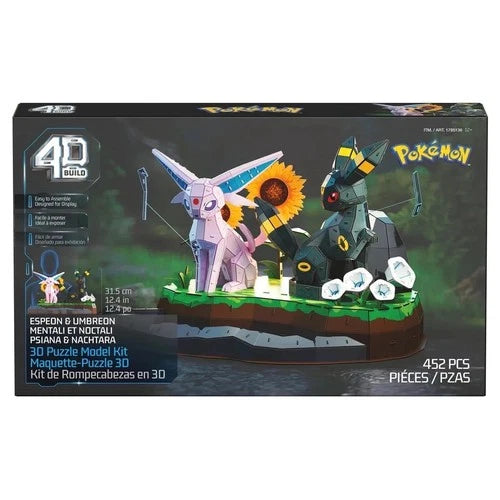 4D Build Pokemon Espeon & Umbreon 3D Puzzle Model Kit, 452 Pieces, Cardboard