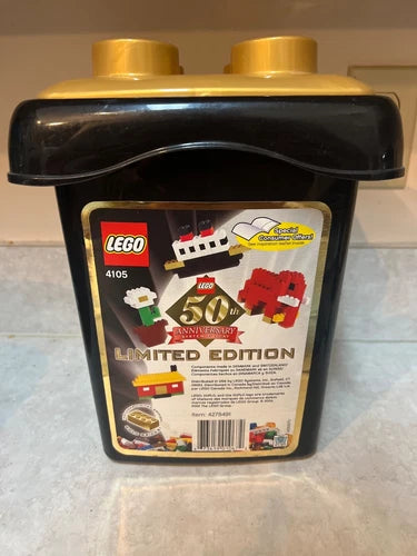 LEGO 4105 50th Anniversary Black Bucket NEW! Metallic Gold Bricks Ltd Ed 500 pcs