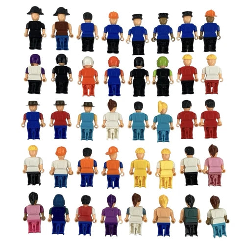 Make It Blocks Mini Character Figures Lot of 40 Pirates, Police, Construction ..