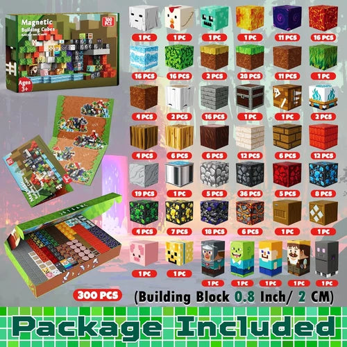 300 PCS Magnetic Blocks - Magnetic Building Blocks, Stacking Magnets for Kids, S