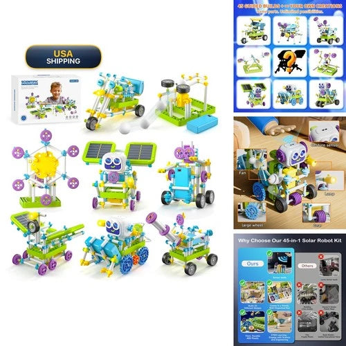 RISUNTOY Solar Robot Kit 434pcs 45+ STEM Toys for Kids 6+