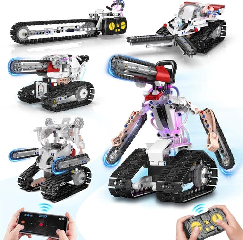 5 in 1 STEM RC Robot Building Kit for Boys, APP & Remote Control Erector Set RC