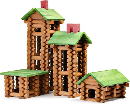 450 PCS Wooden Log Cabin Set Building House Toy for Toddlers, Classic STEM Const