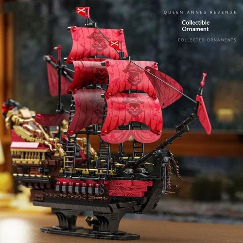 Revenge Pirate Ship Model Building Blocks Ornament Small-Particle Assembly Educa