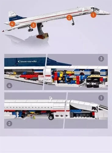 Concorde Passenger Aircraft Construction Bricks Compatible Building Toy Set