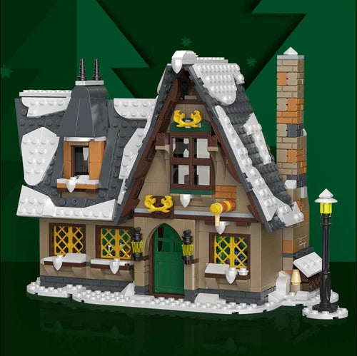 Mould King 16049 Christmas Cottage Model Kit Winter Snow House Building Sets