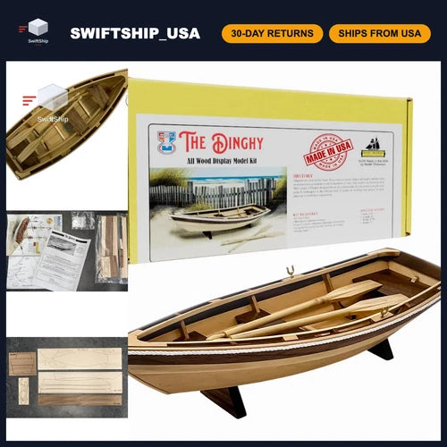 Wooden Ship Model Building Kit for Adults - DIY Dinghy Craft, Self Assembly