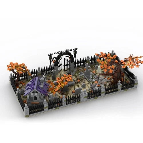 MOC-118821 Modular Haunted Cemetery for Halloween Building Blocks Set (1975PCS)