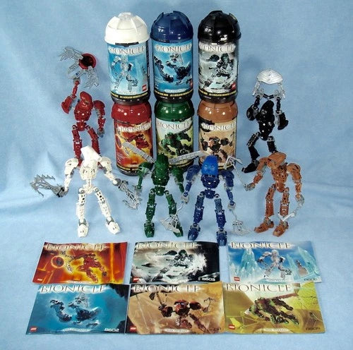 2004 MEOW Bionicle TOA METRU NUI (8601- 8606) Complete with Canisters & Manuals