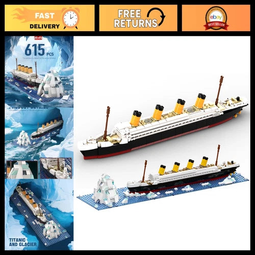 Titanic Model Building Blocks Set - 615 Pieces MOC Ship Display Kit for Teens &
