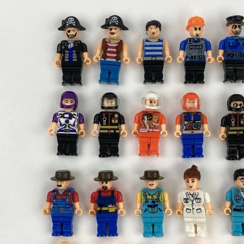 Make It Blocks Mini Character Figures Lot of 40 Pirates, Police, Construction ..