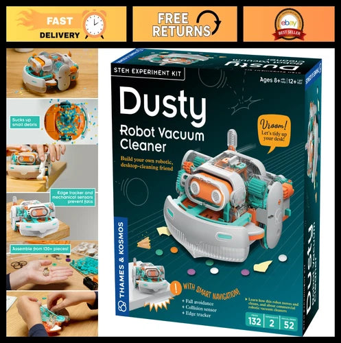 STEM Dusty Robot Vacuum Cleaner Kit \| Build Desktop Robotic Vacuum, Sensors, Eng