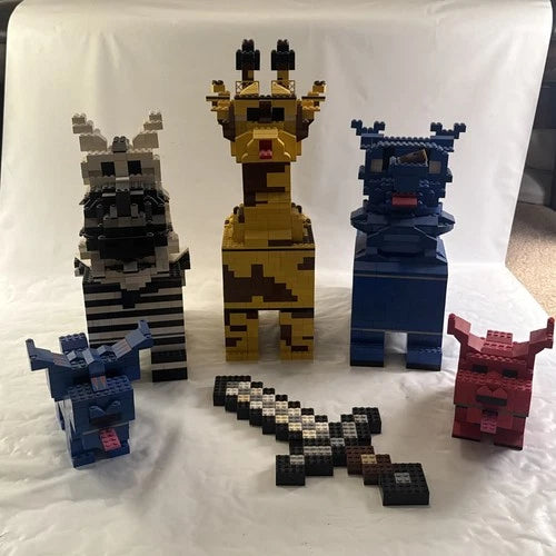 Custom LEGO MOC Animal Lot – Giraffe, Zebra, Elephant & Dogs