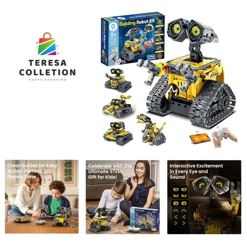 Rechargeable STEM Robot Building Kit for Kids - Remote Control & Coding Fun!