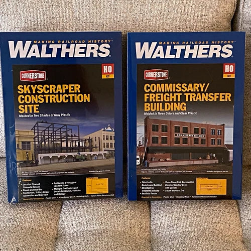 2 Walthers Cornerstone HO Kits Commissary Freight Transfer & Skyscraper Site NEW