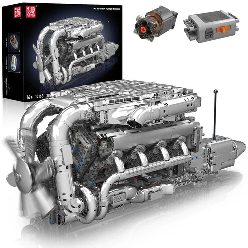 Mould King 10168 V8 Engine Turbo Motor Model Building Block Adult Boy Gift Toy