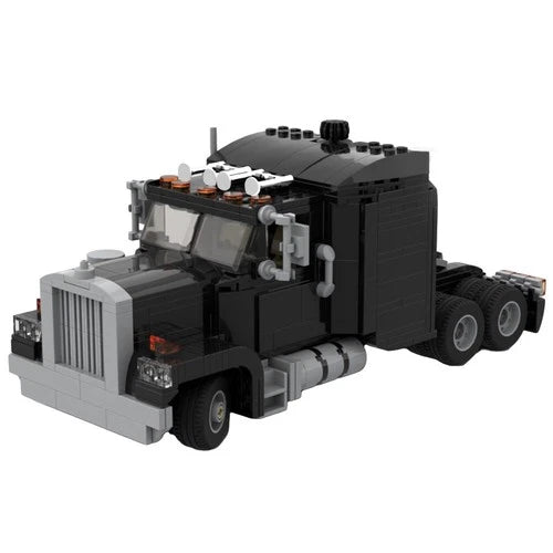 Semi Truck and Trailer with Steering System / Interior Building Blocks Set