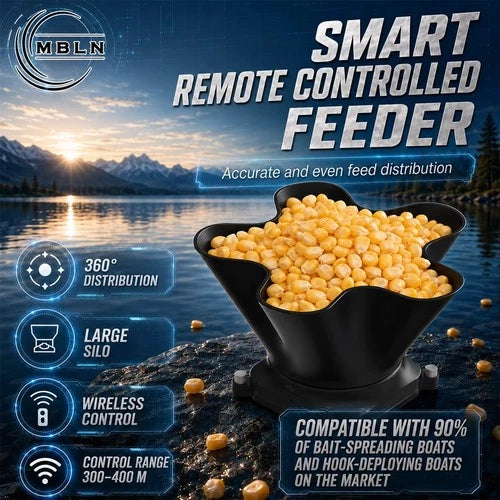 RC Boat Bait Feeder 2.4GHz Wireless 360° Rotating Spreader 300-400m IP67