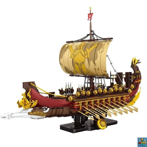 Large Spartan Warship Ancient Greek Galley Building Blocks 3043 PCS Bricks Set