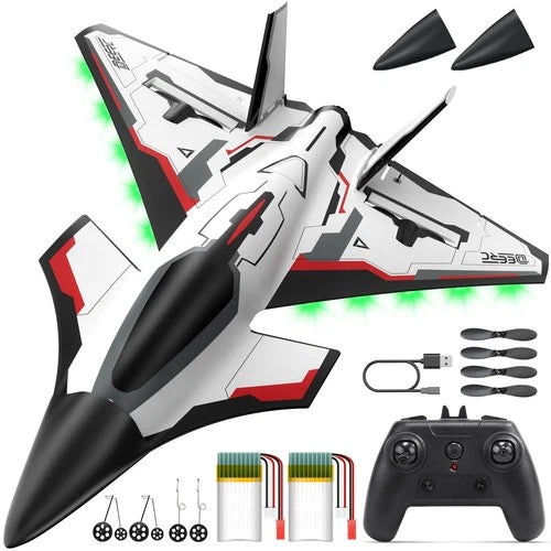 DEERC 4CH RC Plane, Remote Control Z65 Hobby Airplane with LED Lights