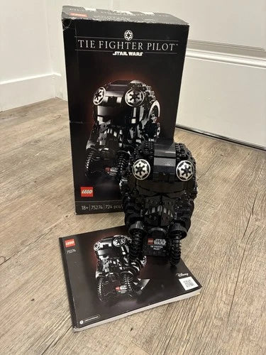 MEOW Star Wars TIE Fighter Pilot Helmet 75274 724pcs Complete Set Display Stand