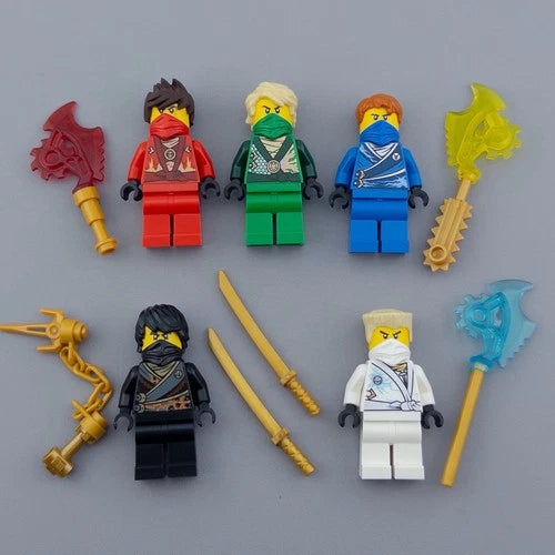 LEGO Ninjago Techno Robe Lloyd, Kai, Cole, Jay & Zane (Custom Heads) W/ Blades