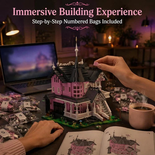 Pink Castle Haunted House Modular Building Set for Adults-2826Pcs