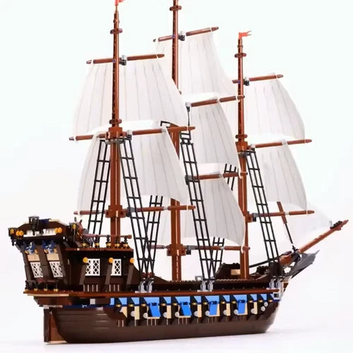 New Imperial Flagship Pirate Ship 1664Pcs Caribbean Building Blocks Set Toy