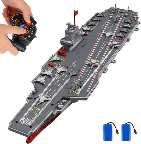 RC Boats for Kids 8-12, 16-Inch Warship Battleship Aircraft Carrier with 2 Recha