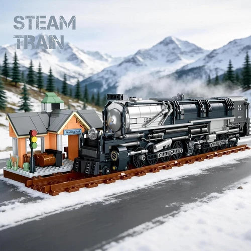 Big Boy Steam Train Building Set with Station&Tracks for 8+ (1277PCS)