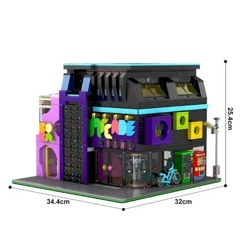 Cyberpunk Arcade Building Blocks 2600 PCS Lighted City Modular Bricks Set